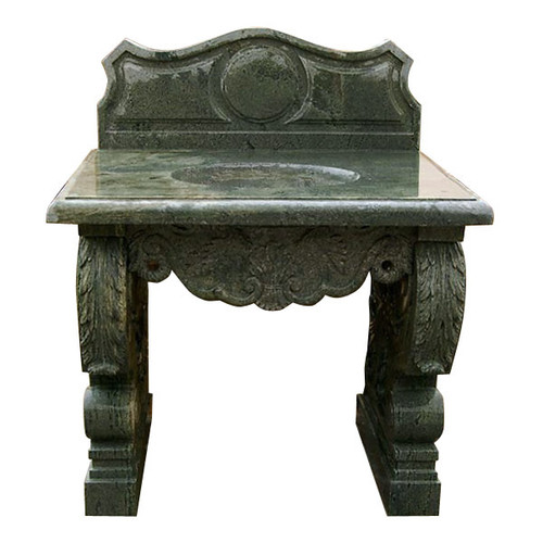 Carved Green Marble Vanity Sink