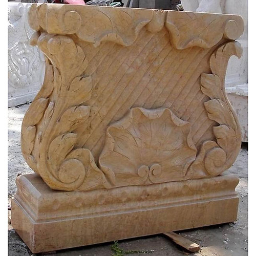 Pair Beige Marble Table Bases