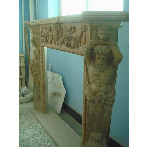 BeigeMarble Figural Mantel(38x37)