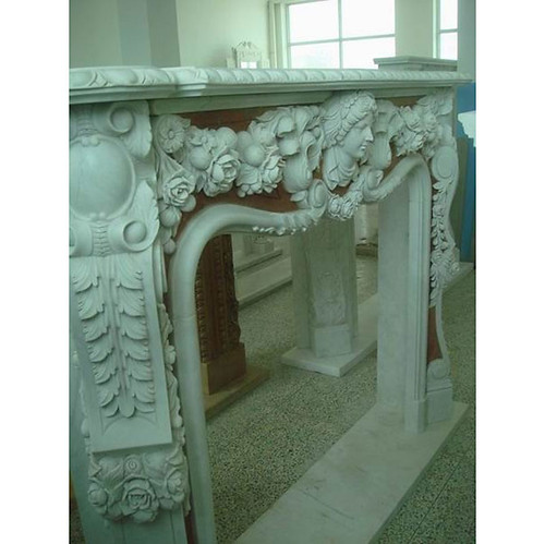 Ornate Red Inset Marble Mantel
