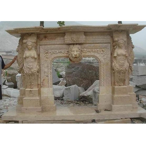 Travertine Lion Mantel (38x42)