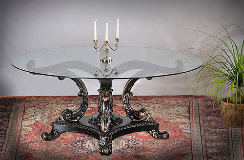 Anglia Glass Table 72 inch  Round  BK