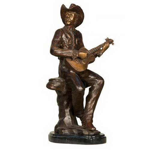 Cowboy with Guitar on  Marble Base