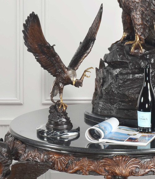 Eagle with Prey on Marble Base 22 Inch Tall