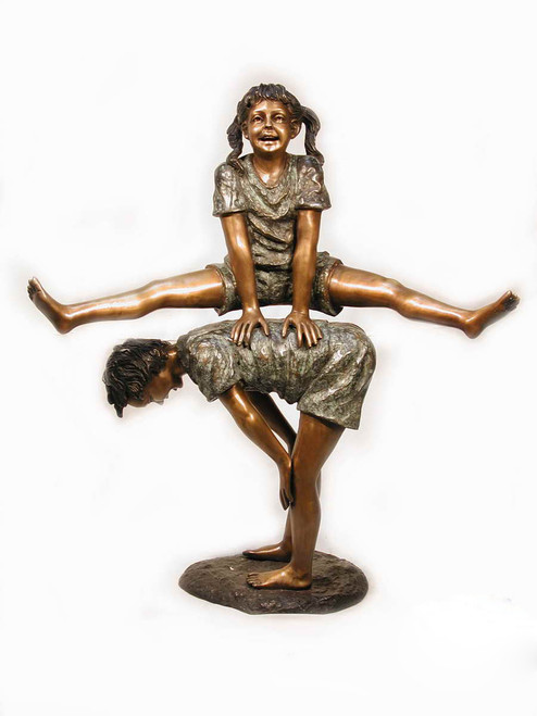 Boy and Girl Playing Leap Frog