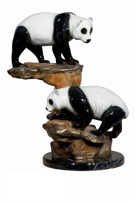 Two Pandas On Marble Base