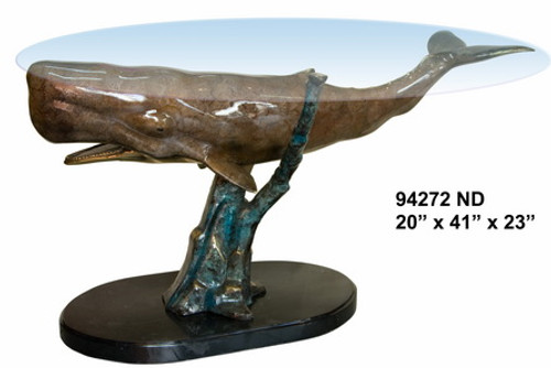 Whale Table on Marble Base in Special Patina