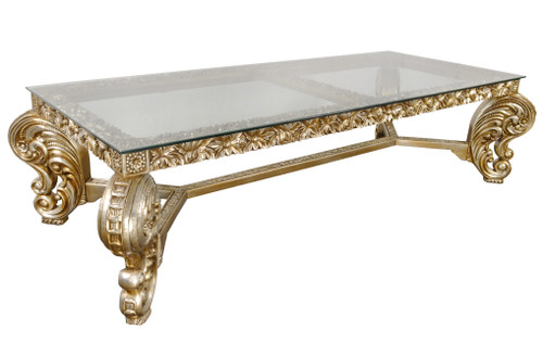 Platine Rococo Dining Table with Glass