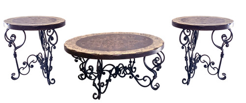 Peruvian Iron Round Coffee Table Set of 3