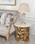 Platine Hand Carved Round Side Table w Creama Marfil Marble 24 Inches Tall