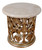Platine Hand Carved Round Side Table w Creama Marfil Marble 24 Inches Tall Room Scene