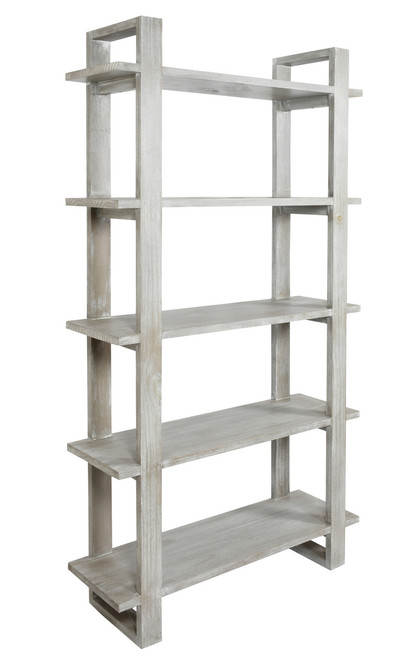 Mystique Gray Mid Century Rustic Bookshelves Etagere