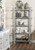 Mystique Gray Mid Century Rustic Bookshelves Etagere Room Scene