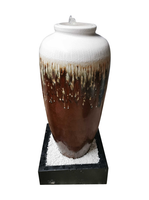 White and Brown Bubbling Fountain with Base