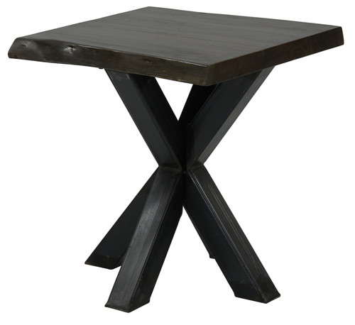 Mountain Studio Natural Live Edge Wood and Steel Side Table 24 Inch