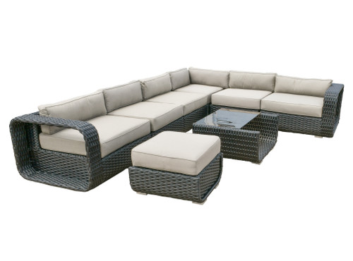 Pembroke Sectional with Ottoman and Coffee Table Patio Seating Set