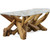 Natural Teak Root Branch Coffee Table with Glass Close Up Image