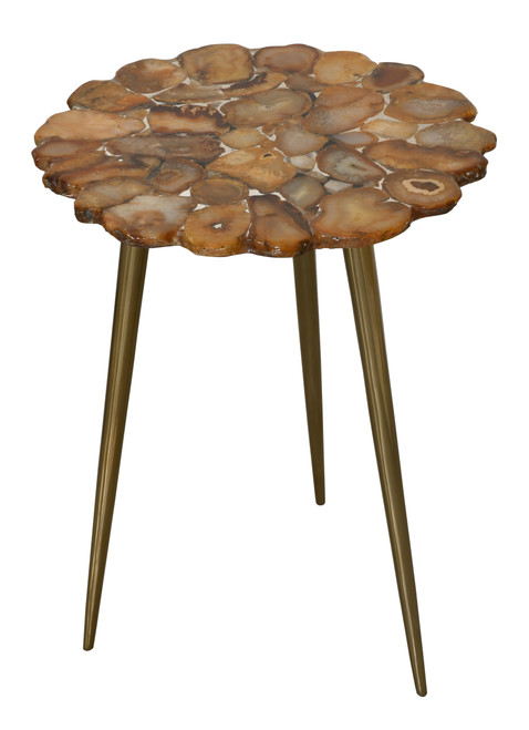 PTR200 Side Table Agate Stone Joined With Resin With Stainless Legs In Brass Finish