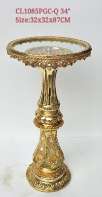 Eurpean Elegance Golden Pedestal Accent Table