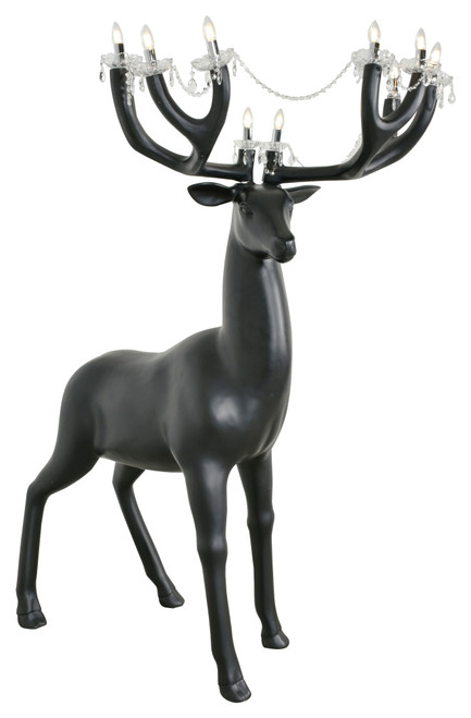 Standing Reindeer Antler Chandelier 83.5H Room Scene