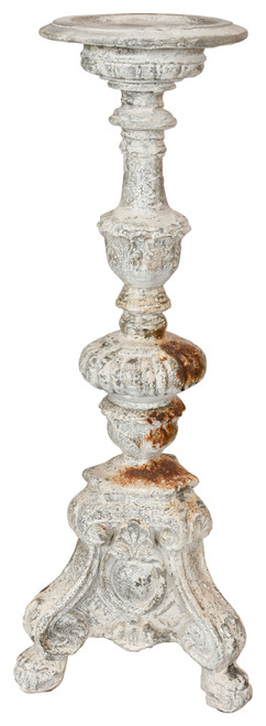 Distressed Ornate Candlestick 20 inches