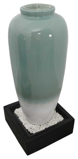 Blue Bubbling Outdoor Garden Vase Fountain 45 inches