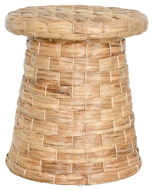 Rattan Drum Side Table - Woven Natural Water Hyacinth