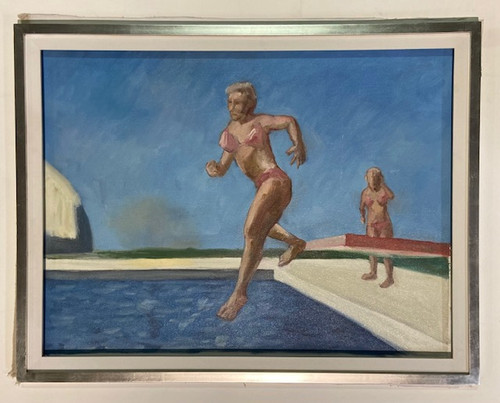 Woman Jumping off Diving Board  Framed 30x40