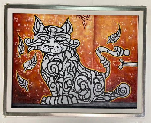 Abstract Cat  Framed 30x40