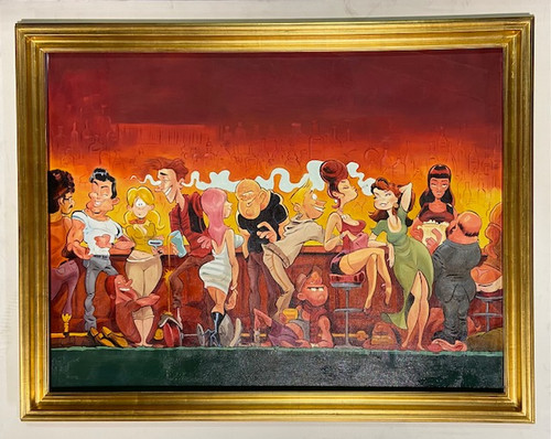 Characters Bar Scene Framed 36x48