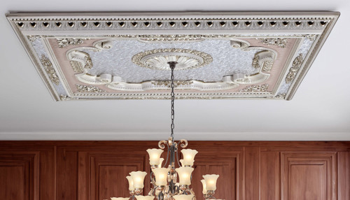 63in Silver and Pink Square Ceiling Medallion