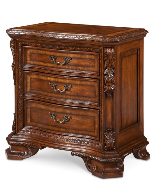Old World- Wood Top Bedside Chest