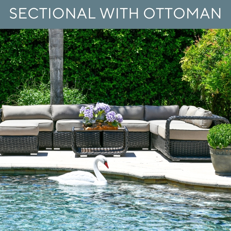 Pembroke Sectional with Ottoman and Coffee Table Patio Seating Set